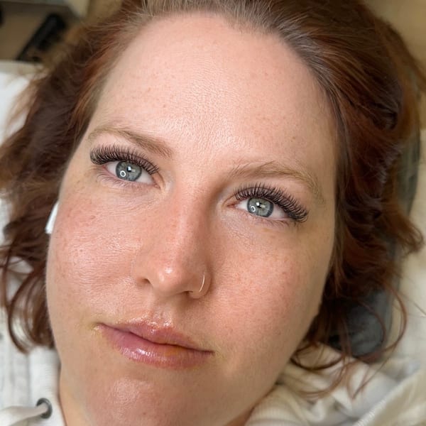 Eyelash extension close-up